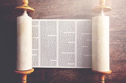 An ancient looking hebrew scroll featuring god, jesus, and holy, an Abstract Photo by P Maxwell Photography