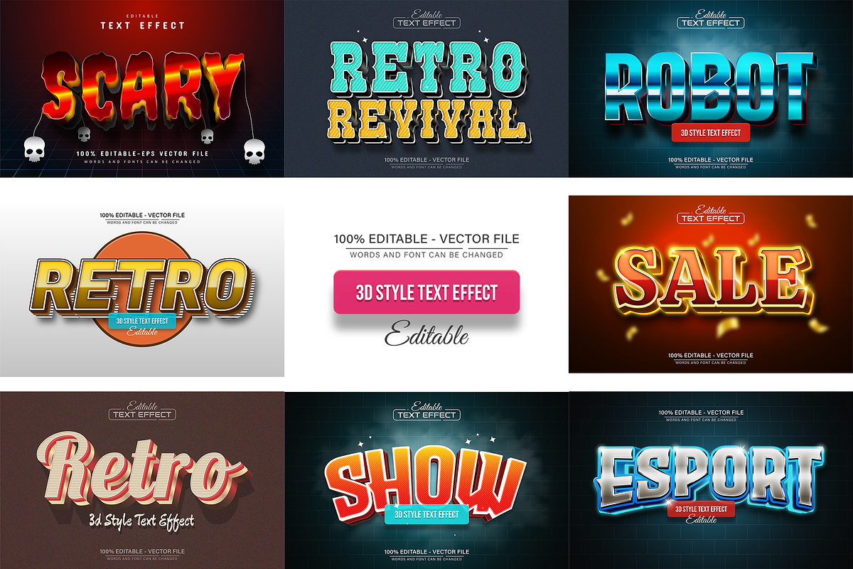 3D Text Effects Collection Vol 38, a Graphic by Aglonemadesign (Photo 1 of 9)
