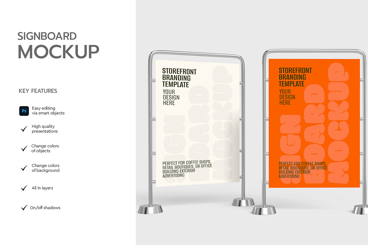 3 Outdoor Stand Signboard Mockup