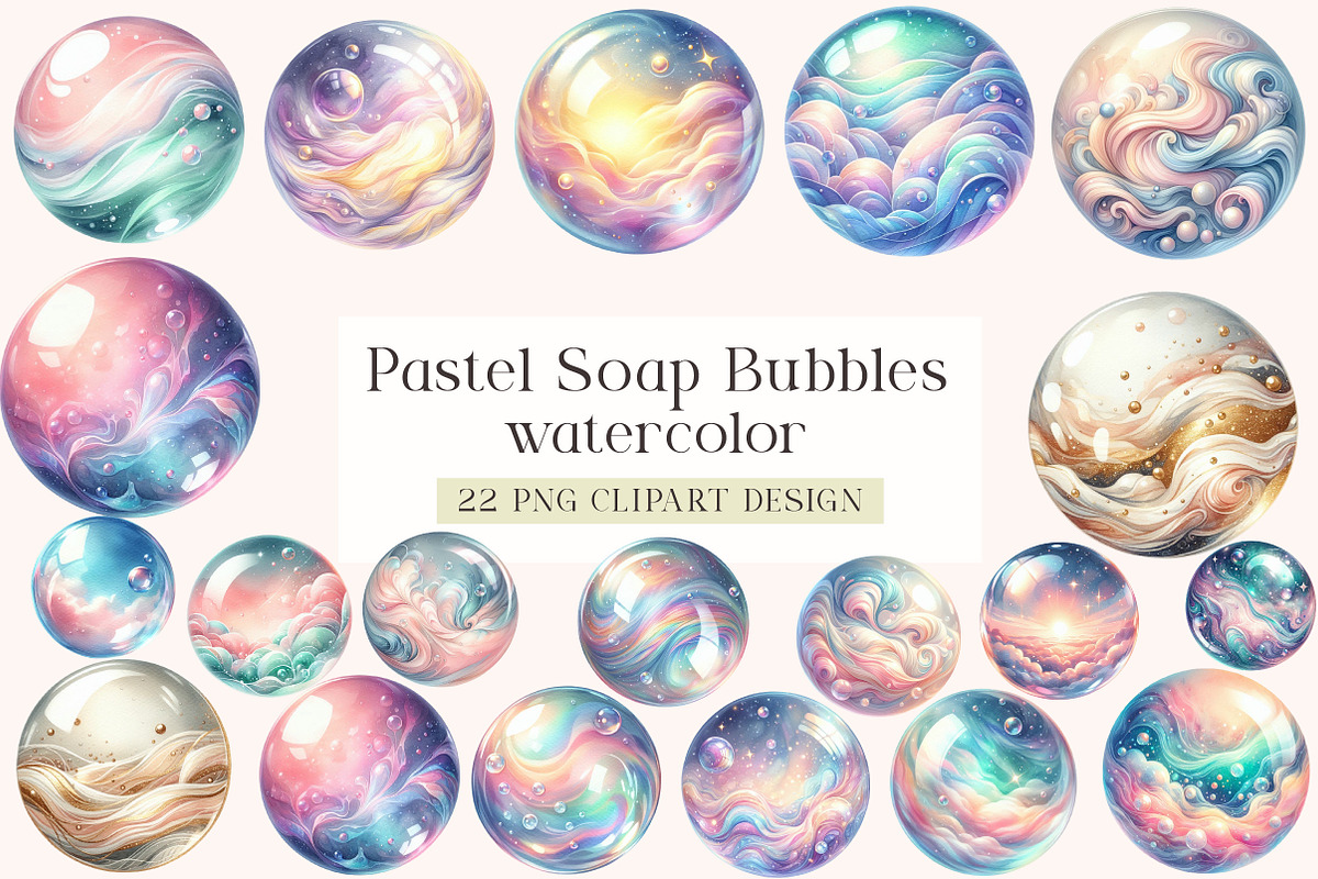 Pastel Soap Bubbles Clipart, an Illustration by DreamArtGraphic (Photo 1 of 4)