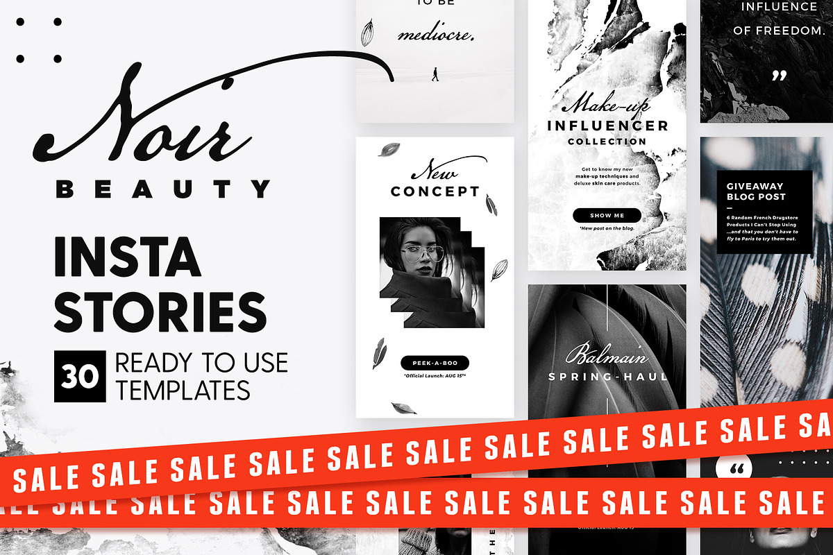 SALE 2in1 Noir Beauty Edition, a Social Media Template by The Wedding Shop (Photo 1 of 15)
