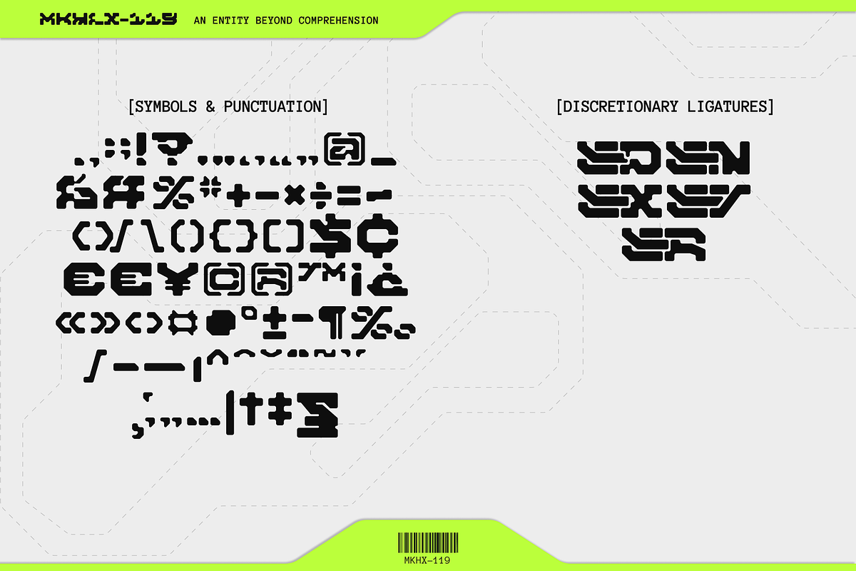 Makhlux 119 - Futuristic Typeface, a Sans Serif Font by Pengedar Seni (Photo 11 of 11)