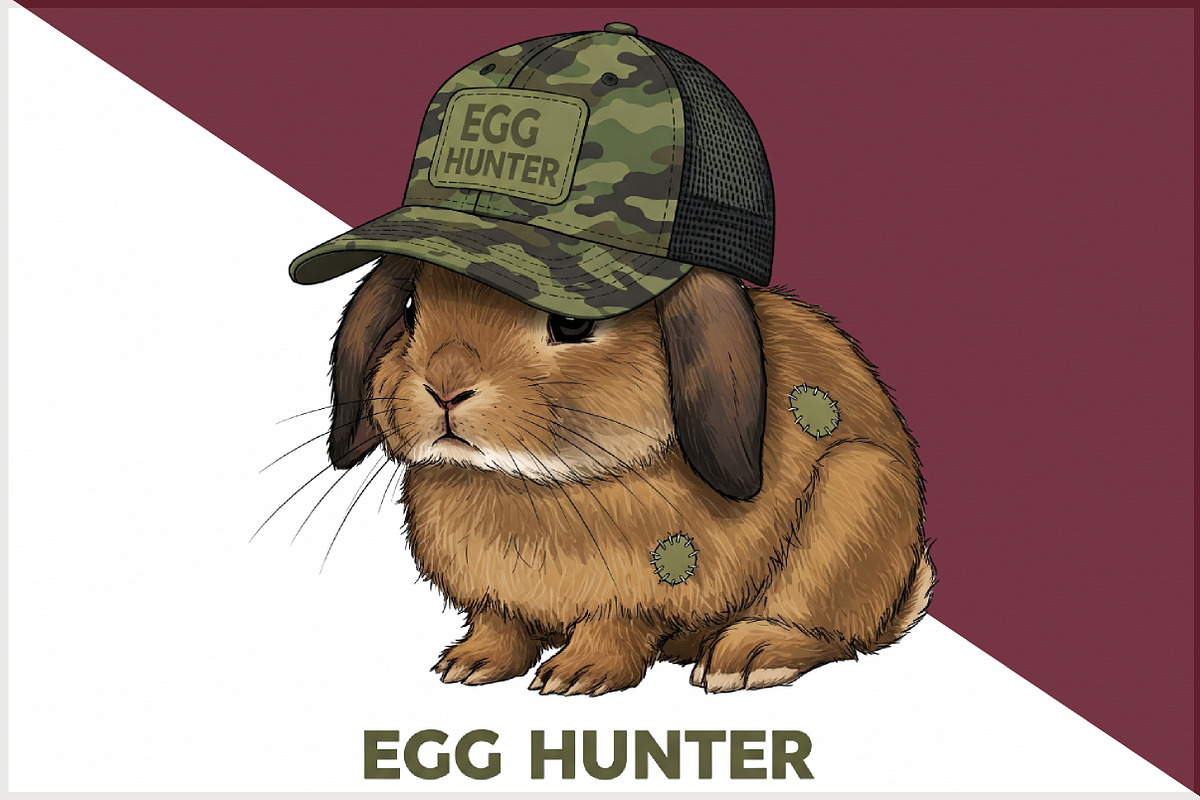 Egg Hunter Bunny PNG,Camo Easter Bun, an Illustration by Sublimation Artist (Photo 3 of 6)