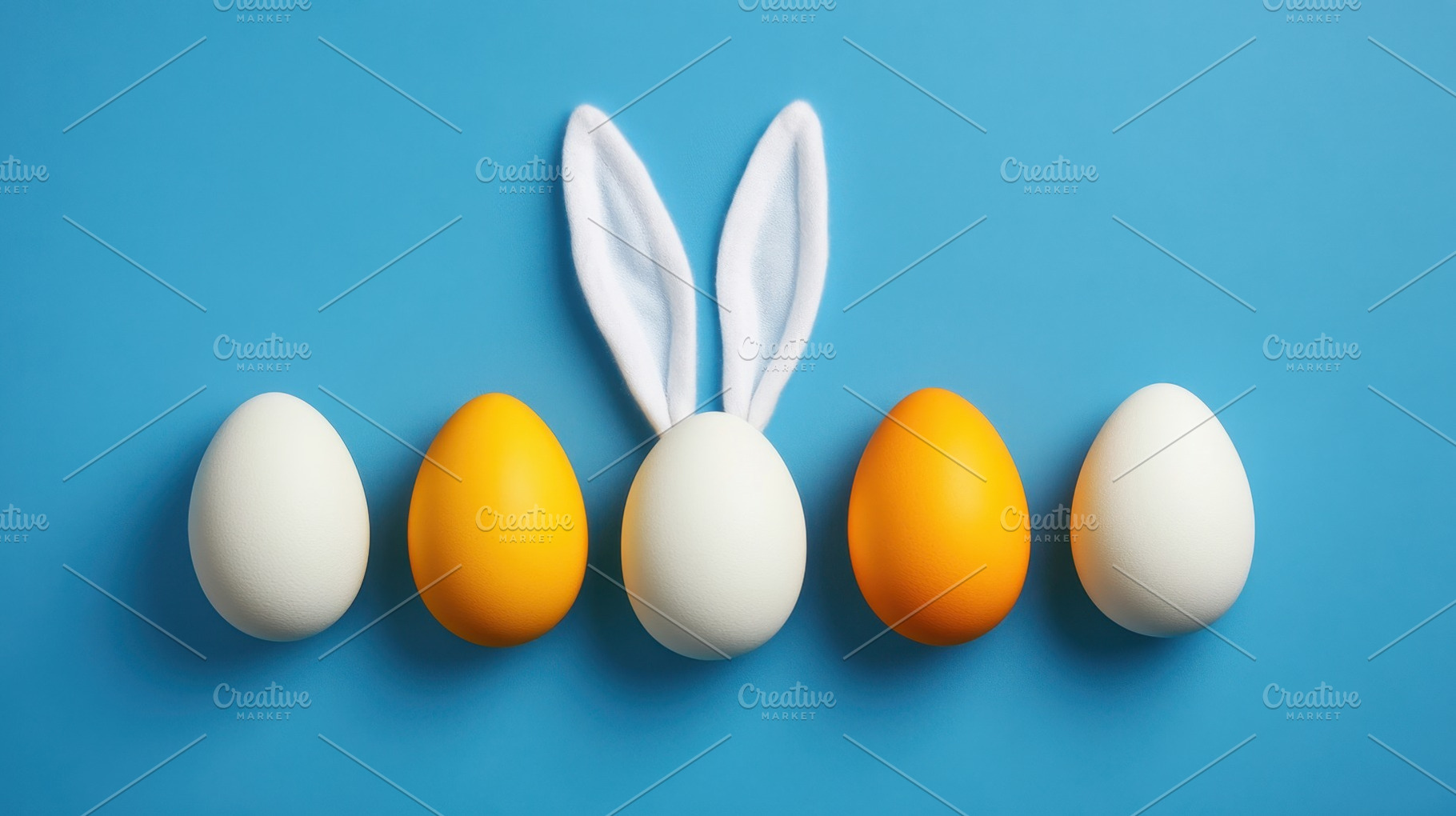 Colorful Easter eggs with bunny ears, a Photo by Beautiful things
