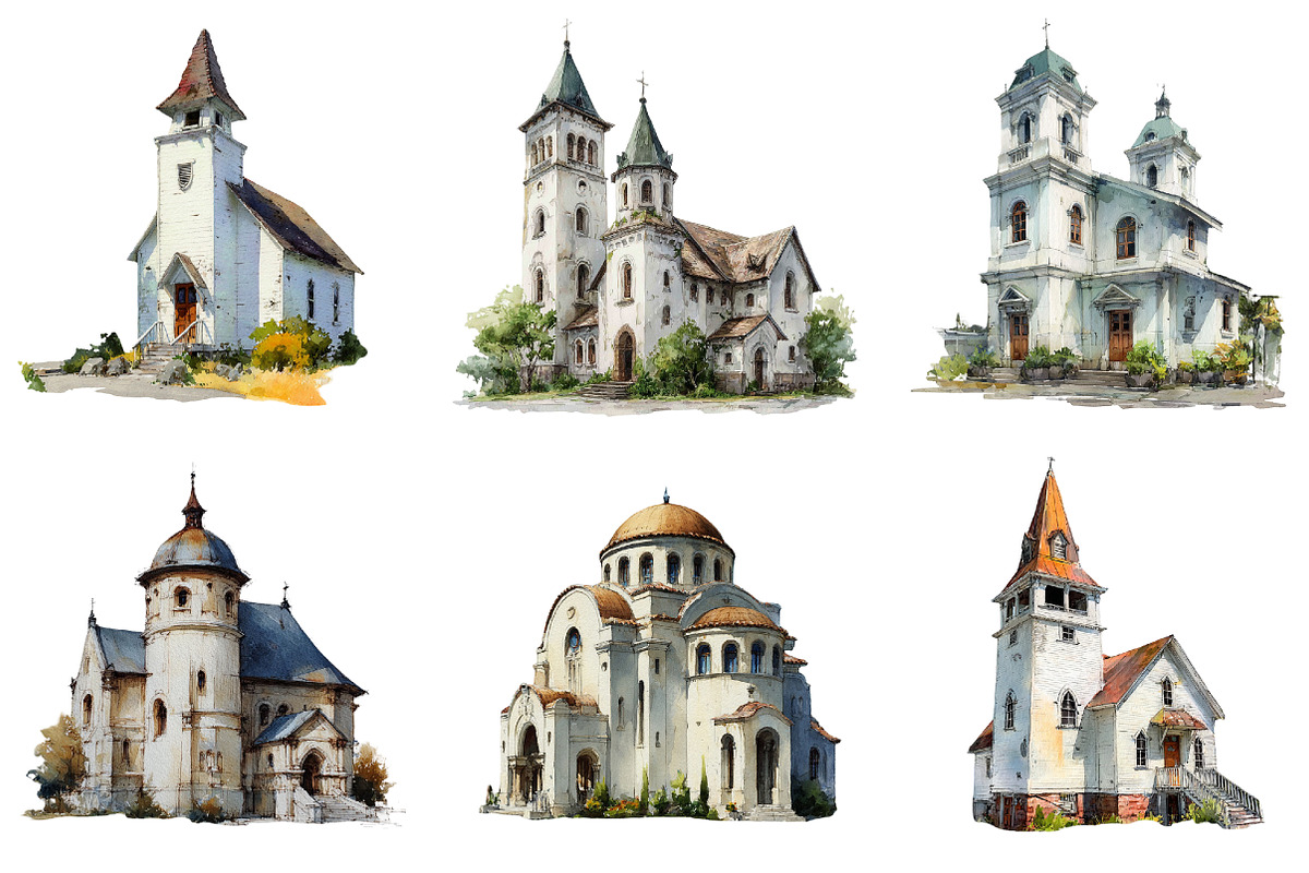 White Church Clipart, an Illustration by DreamArtGraphic (Photo 2 of 4)