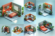 Isometric House Rooms, a Decorative Illustration by Picturesque Stories (Thumbnail 2 of 6)
