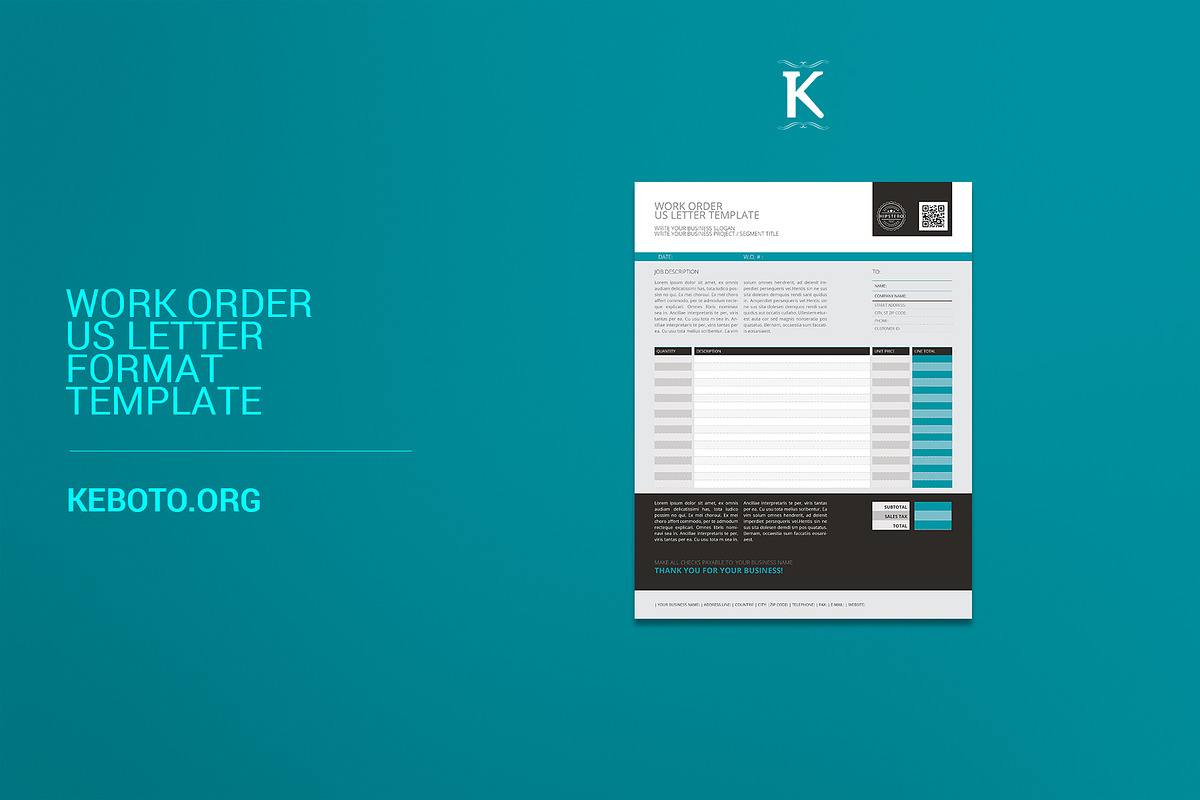 Work Order US Letter, a Templates & Theme by Keboto