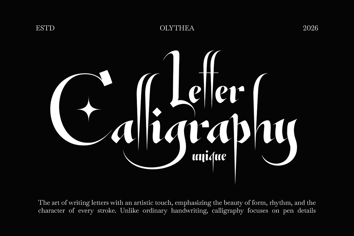 Olythea - Black Calligraphy Font, a Blackletter Font by Flawless And Co (Photo 2 of 10)