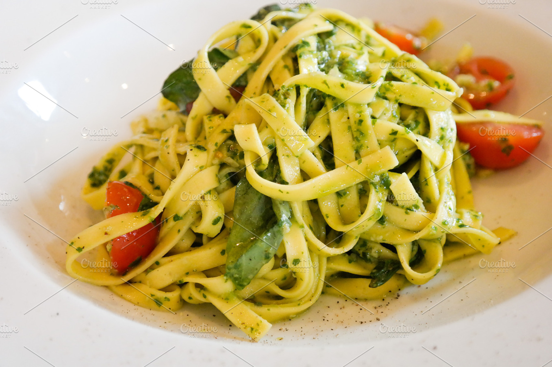 Pasta With Pesto Stock Picture