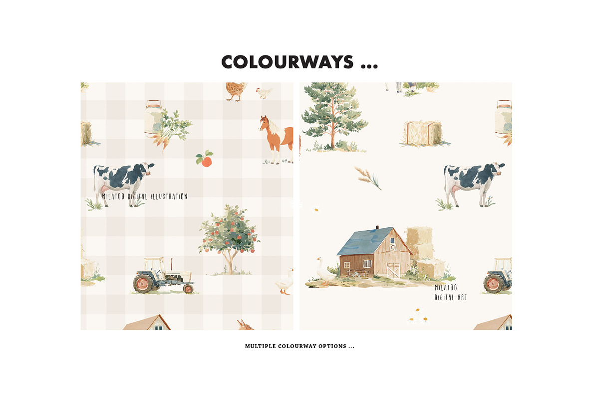 Farm Animal Nursery Fabric pattern, a Pattern Graphic by Milatoo (Photo 3 of 4)