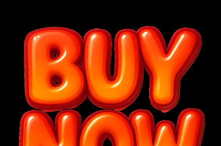 Inflated red bubble letters spelling