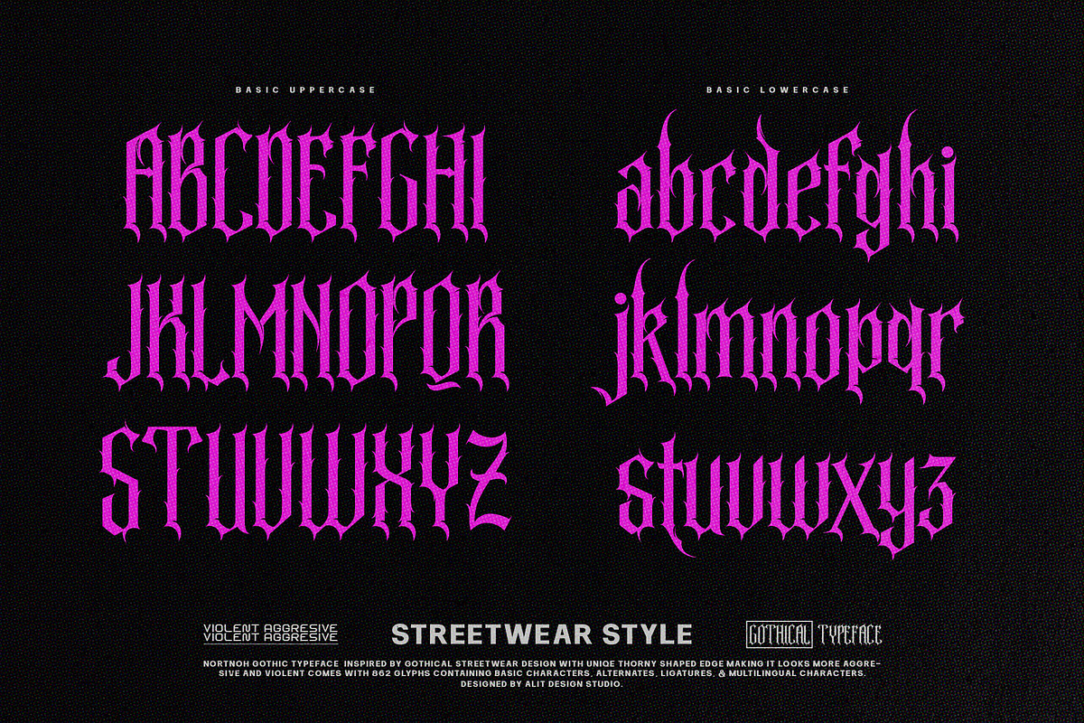 Nortnoh Metal Modern Typeface, a Blackletter Font by alit design (Photo 6 of 20)