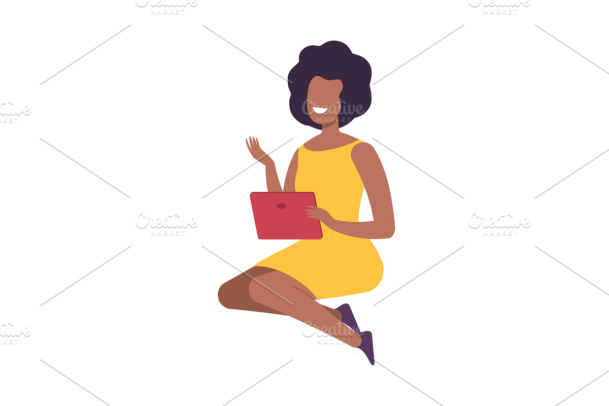 Smiling Woman with Modern Digital, a Person Illustration by TopVectors