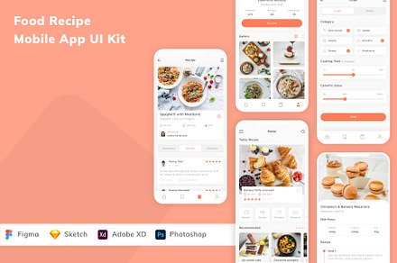 Food Recipe Mobile App UI Kit, an UI Kit Template by Betush