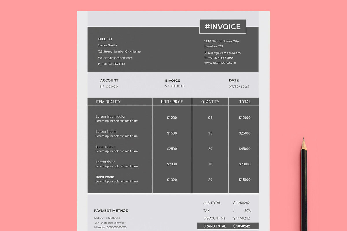 Invoice Template Design Layout