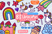 Unicorn Doodle Pack, an Animal Illustration by VitaminRGB (Thumbnail 1 of 4)