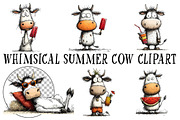 Whimsical Summer Cow Clipart, an Illustration by OK Design (Thumbnail 2 of 6)
