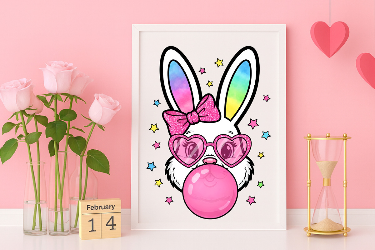 Pink Glitter Easter Bunny Coquette, an Illustration by Canvas Craft (Photo 3 of 6)