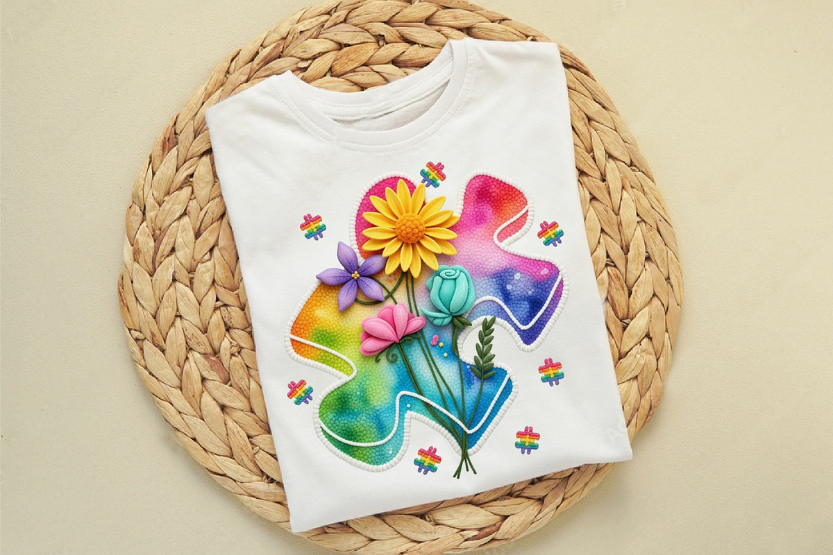 Faux Yarn Autism Puzzle Floral Shirt, an Illustration by designcity5 (Photo 5 of 9)