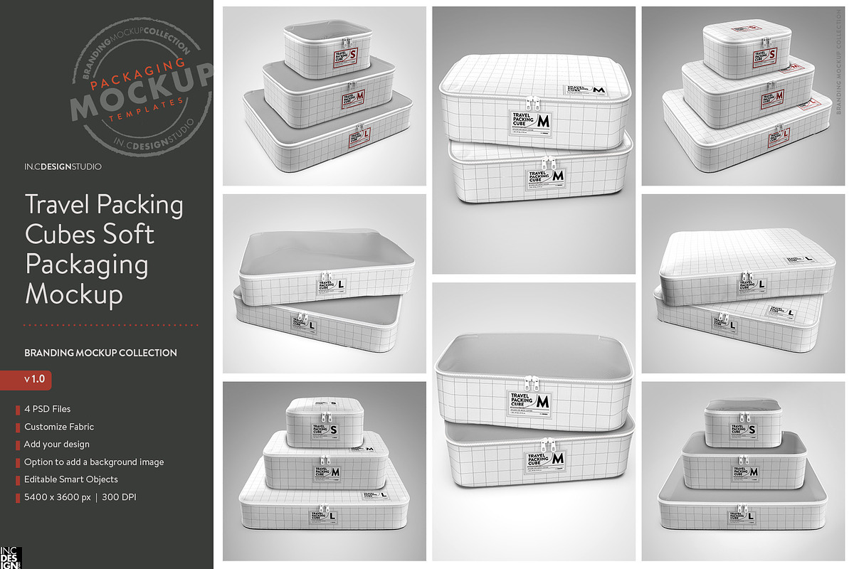 Travel Packing Cubes Mockup, a Packaging Mockup by INCDesign (Photo 6 of 6)