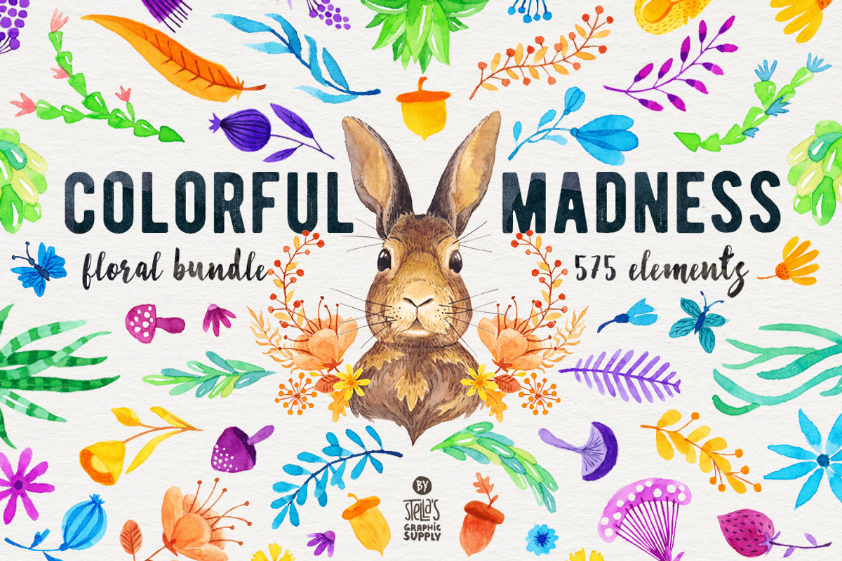 Colorful Madness Floral Bundle, a Decorative Illustration by Stella's Graphic Supply (Photo 1 of 15)