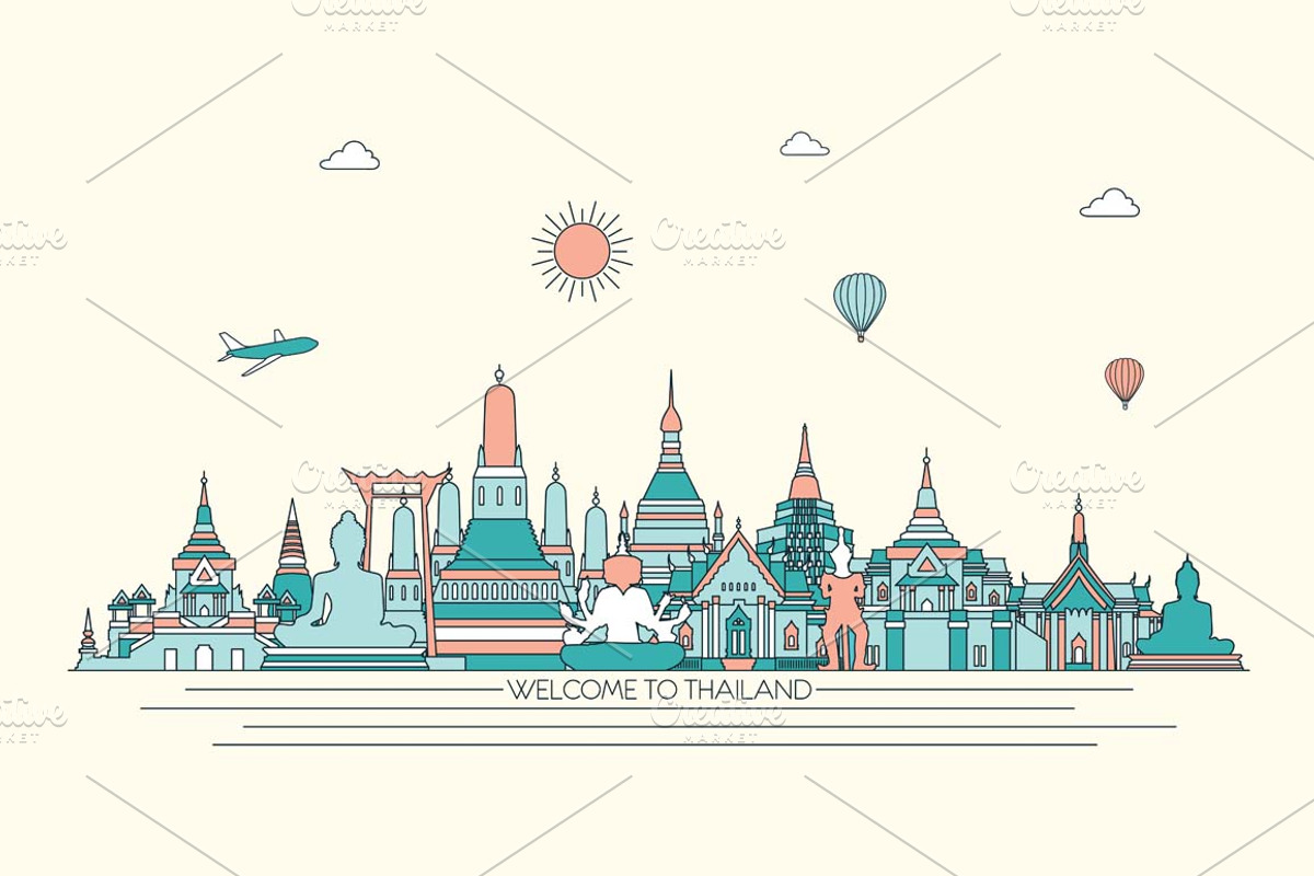 Thailand line art skyline, an Illustration by LisaKolbasa (Photo 1 of 3)