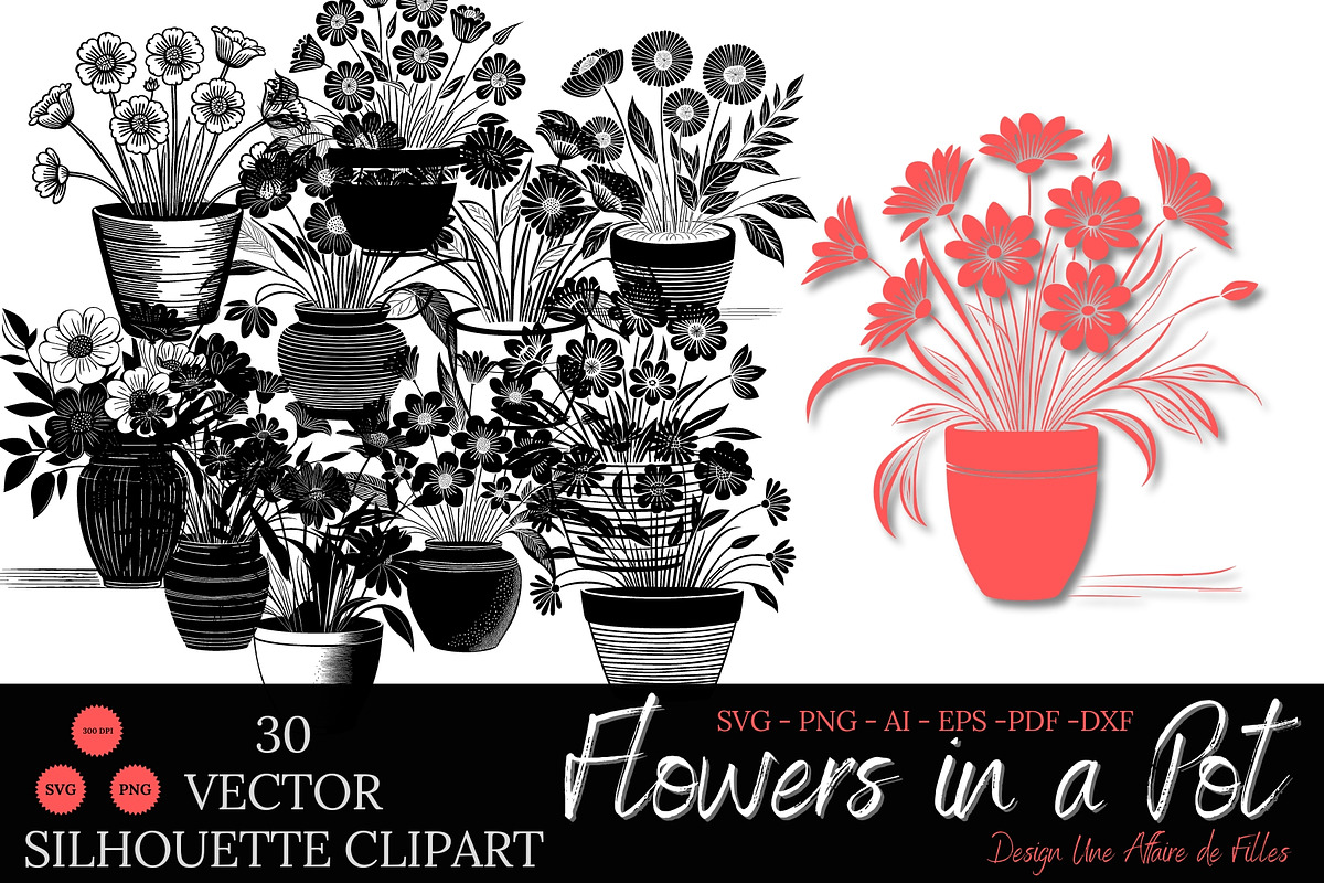 Flower Silhouette Vector Set, an Object Graphic by Une Affaire de Filles (Photo 1 of 3)