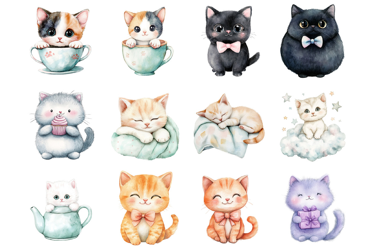 Kawaii Kitten Sublimation Clipart, a Graphic by CitraGraphics (Photo 2 of 5)
