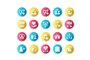 Pride Parade Flat Glyph Icons Set