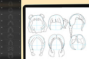 130+ Procreate Hair Stamp Brushes, a Brush Add-On by DrawingStoryShop (Thumbnail 9 of 18)