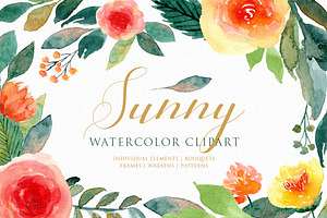Sunny - Watercolor Floral Clipart