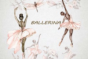 Watercolor Dancing Balerina