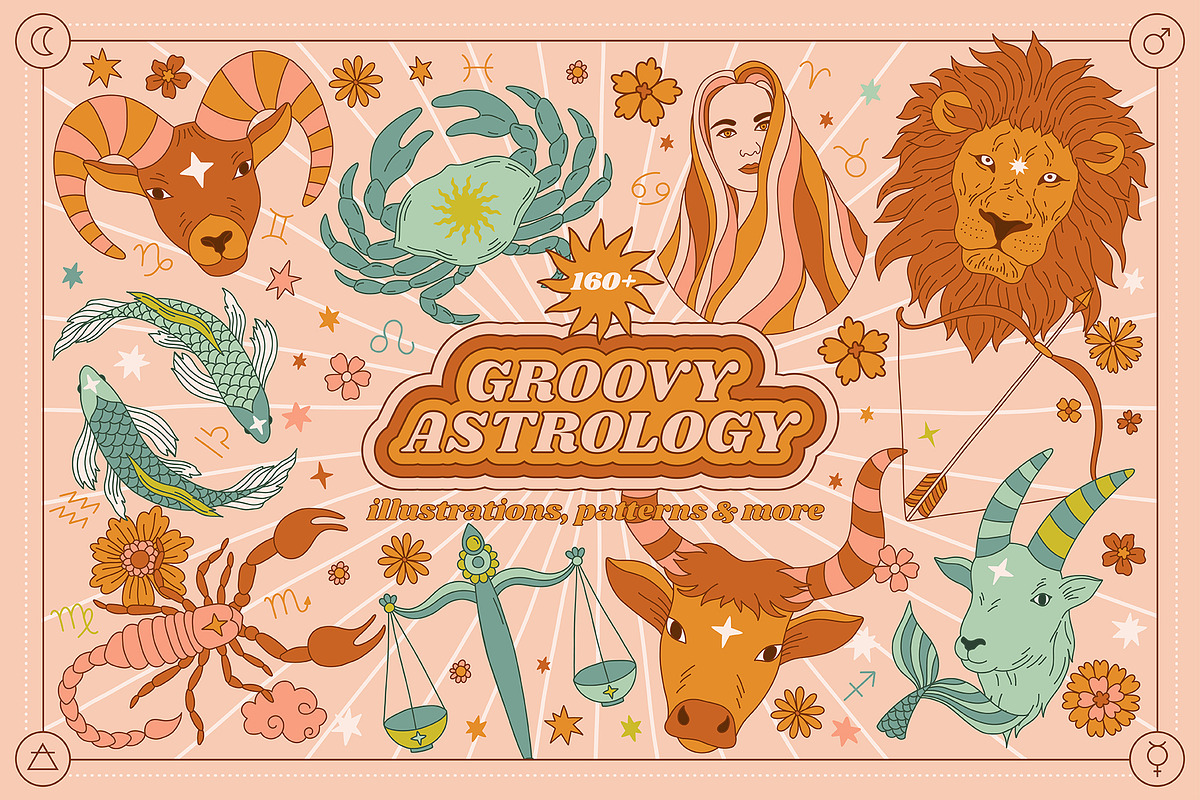 Groovy Astrology Collection, an Illustration by Julia Dreams (Photo 1 of 8)