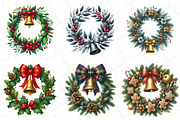 Watercolor Christmas Wreath Bell Cli, an Illustration by DreamPrint404 (Thumbnail 6 of 7)