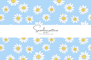 daisy seamless pattern, a Decorative Illustration by Pink Studio Art