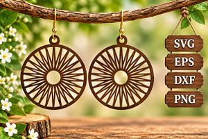 Round Sunburst Earring Laser SVG, an Object Graphic by Libby Wishes