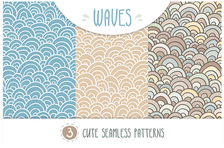 WAVES - set of 3 seamless patterns