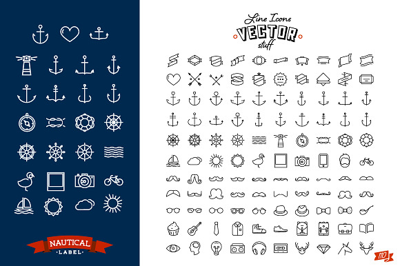 Line Icon Set For Hipster Design