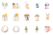 Cute Boho Christmas Watercolor Clipa, an Illustration by Designworld (Thumbnail 3 of 5)