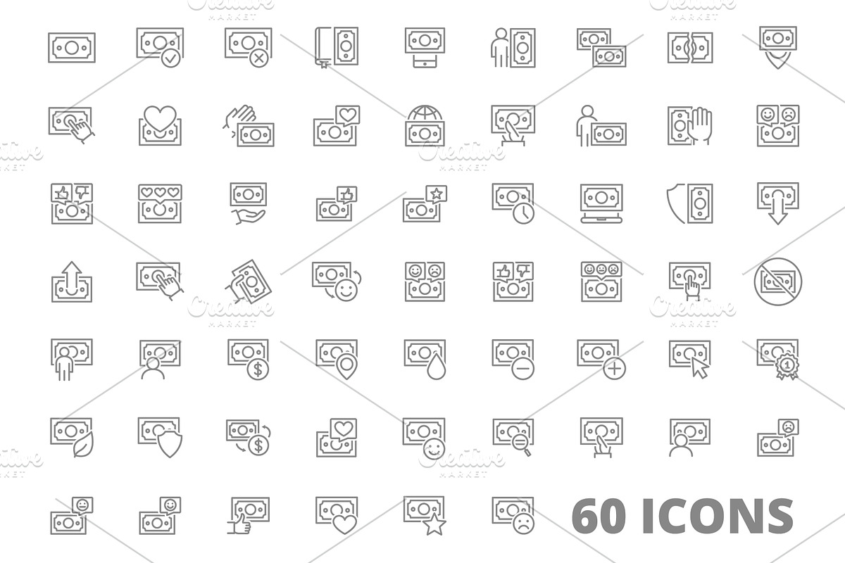 Set of money line icon. Money, an Object Illustration by GraphiShop