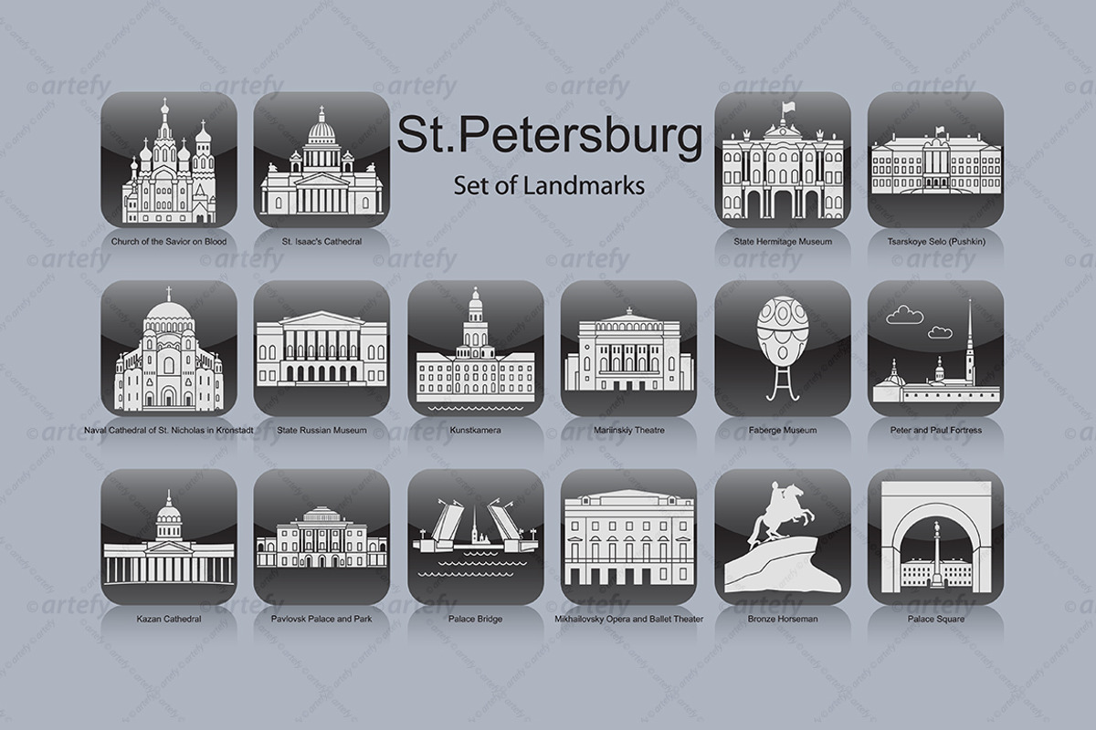St. Petersburg landmark icons (16x), an Icon by Artefy's Graphic Bar (Photo 1 of 2)