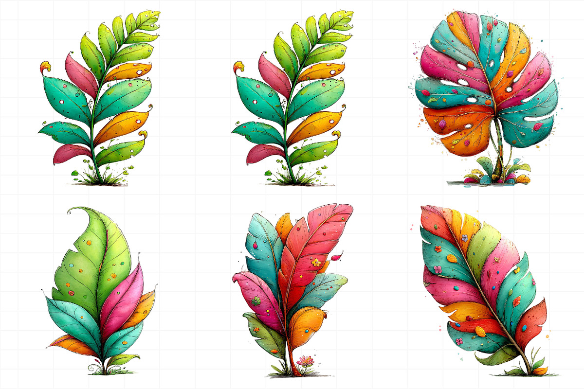 Whimsical Summer Tropical Leaf Clipa, an Illustration by Daily.Designs (Photo 5 of 7)