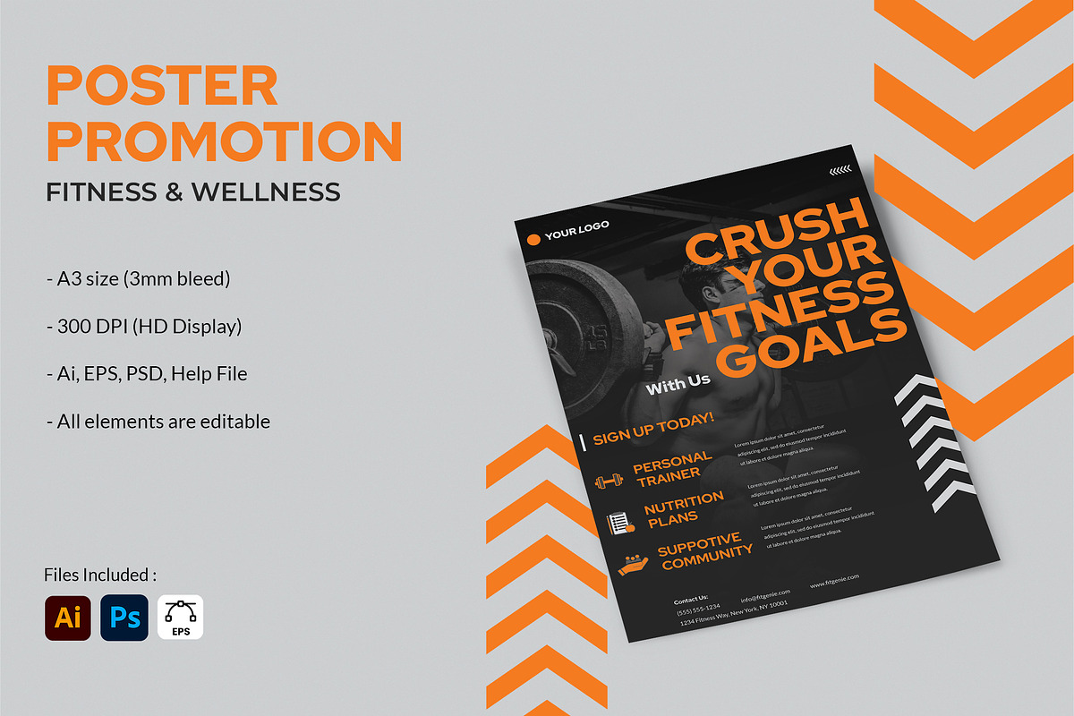 Fitness - Poster Template, a Poster Template by StreaksideStd (Photo 1 of 3)