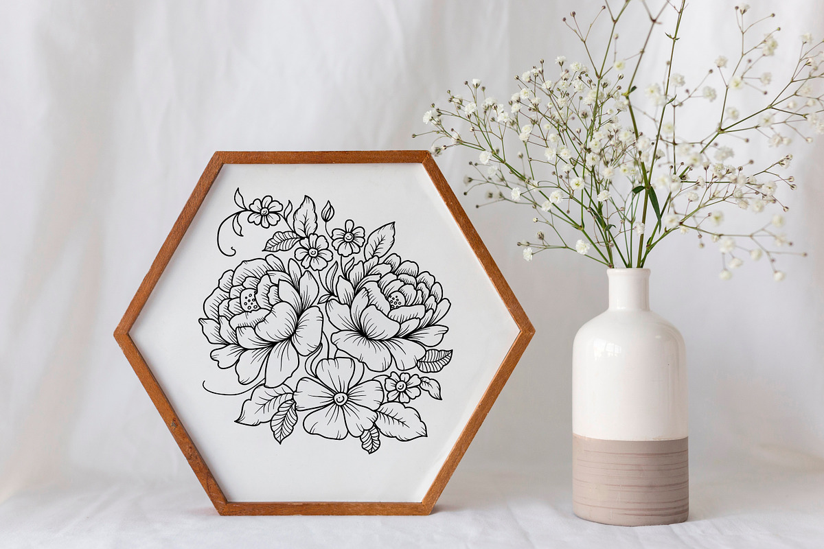 Vintage Flowers Procreate Stamps, a Brush Add-On by Dervik Art Store