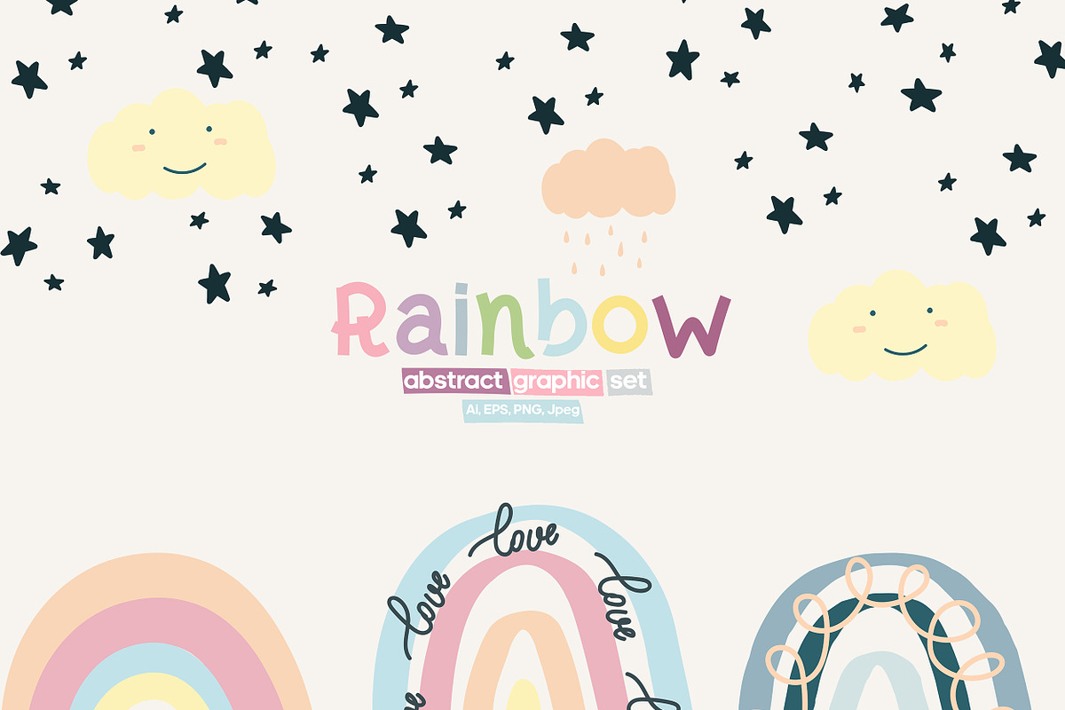 PASTEL RAINBOW. Abstract Graphic Set, an Object Graphic by Alisha Gronska (Photo 1 of 13)