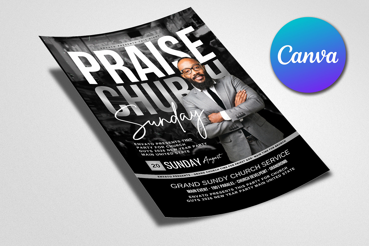 Praise Worship Church Service Flyer, a Flyer Template by Psd Templates (Photo 3 of 3)