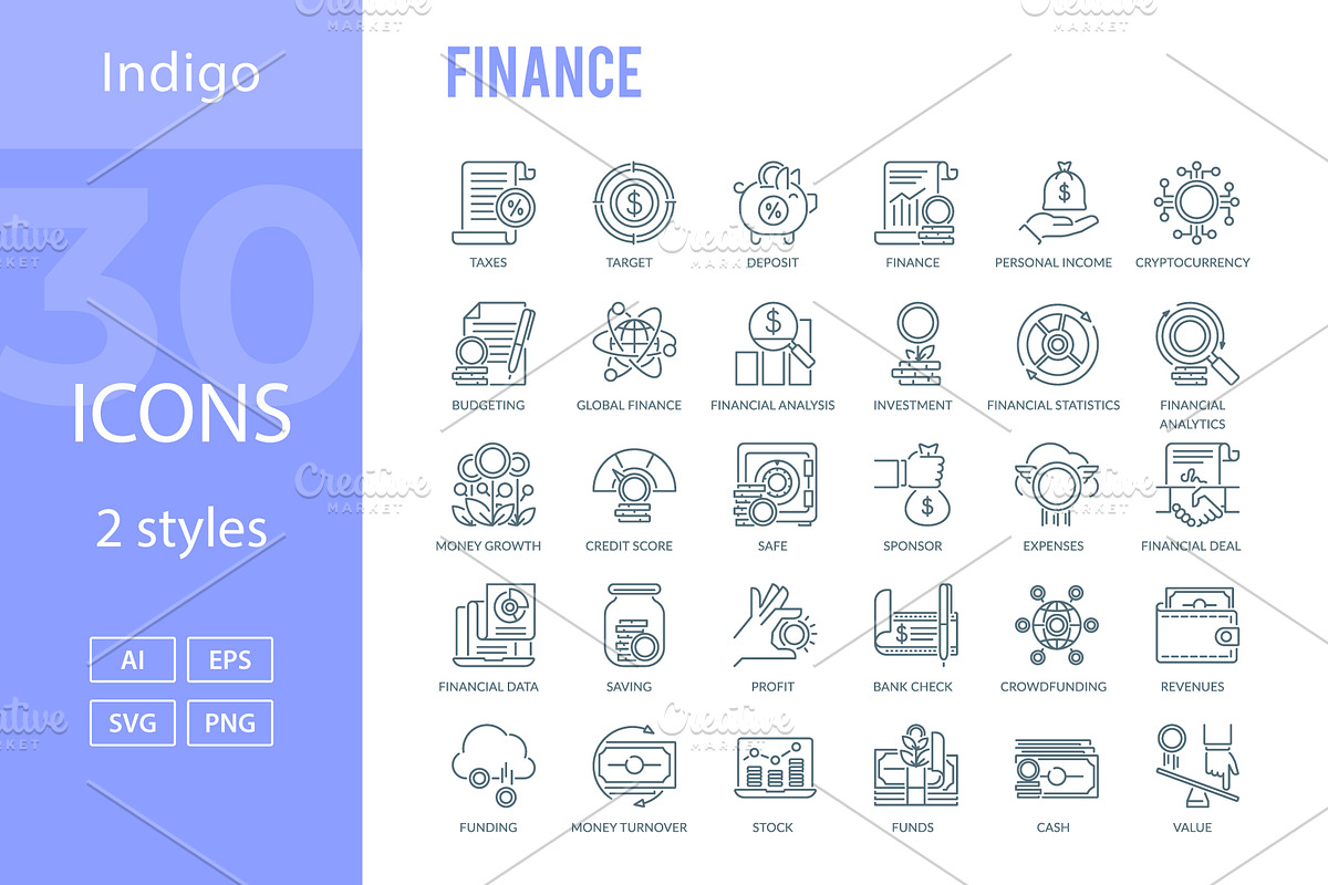 Finance Icons, an Outline Icon by Kalash (Photo 2 of 3)