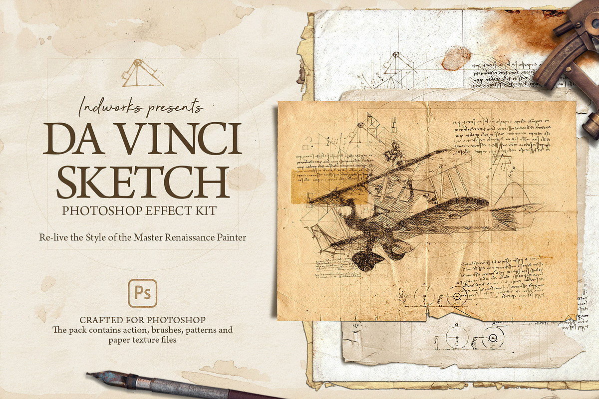 Da Vinci Sketch PS Action, an Action Add-On by IndWorks Design (Photo 1 of 10)