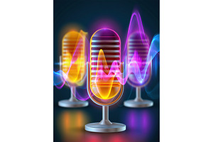 abstract sound waves and microphones, a Technology Photo by Lermont51