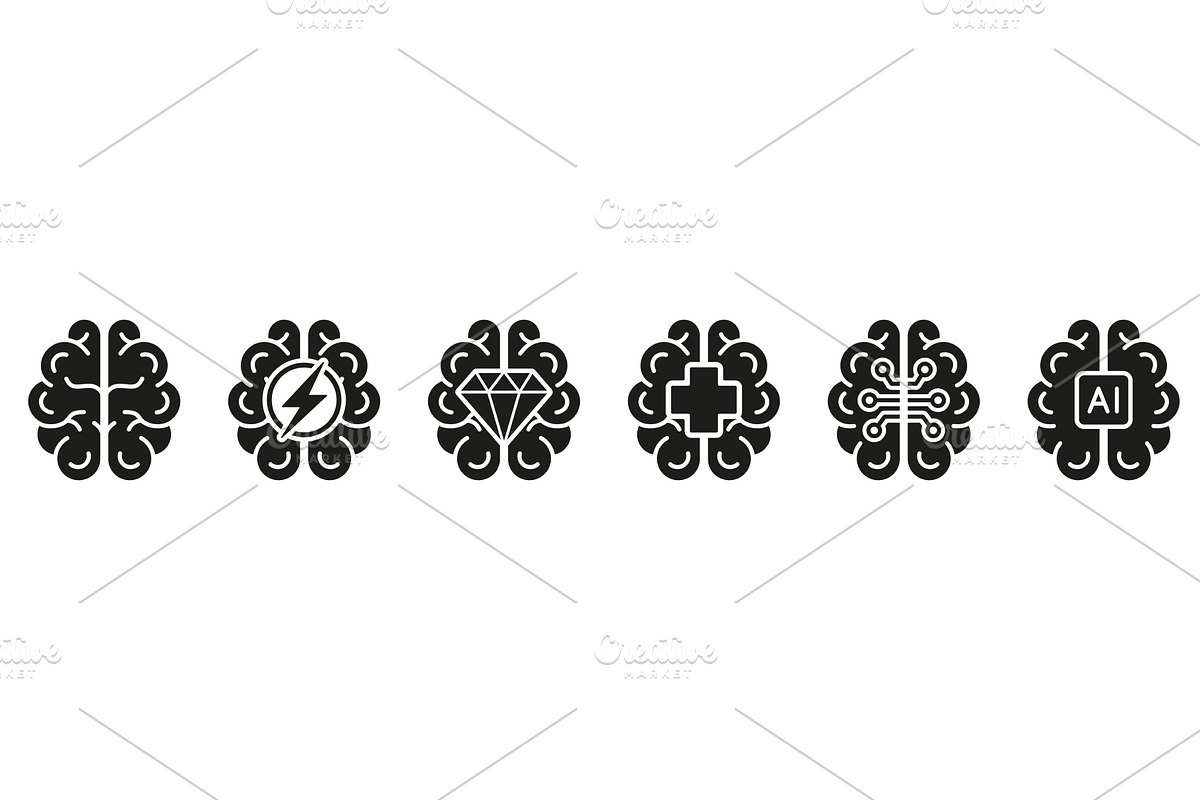 Human Brain AI Concept Icons, an Education Illustration by Gentle Studio